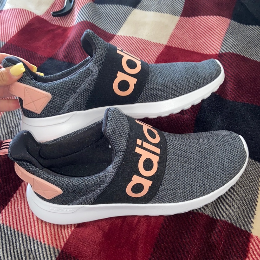 Adidas gray and pink sneakers